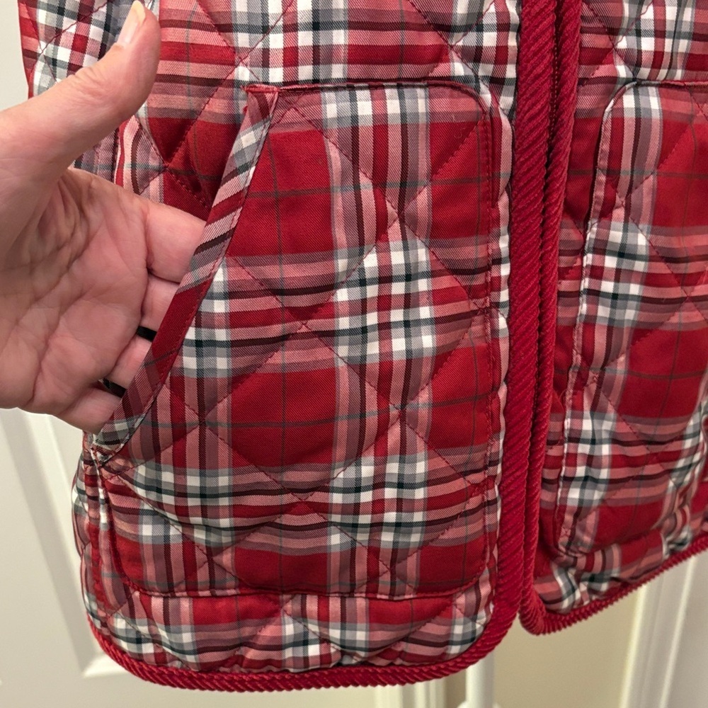 Croft & Barrow Red Plaid Puffer Jacket 1X Vest EUC pockets - Picture 2 of 13